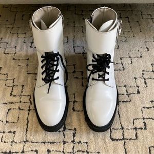 White All Saints Combat Boots